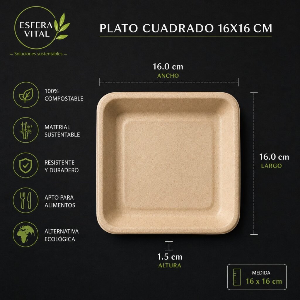 Plato Cuadrado 16x16cm