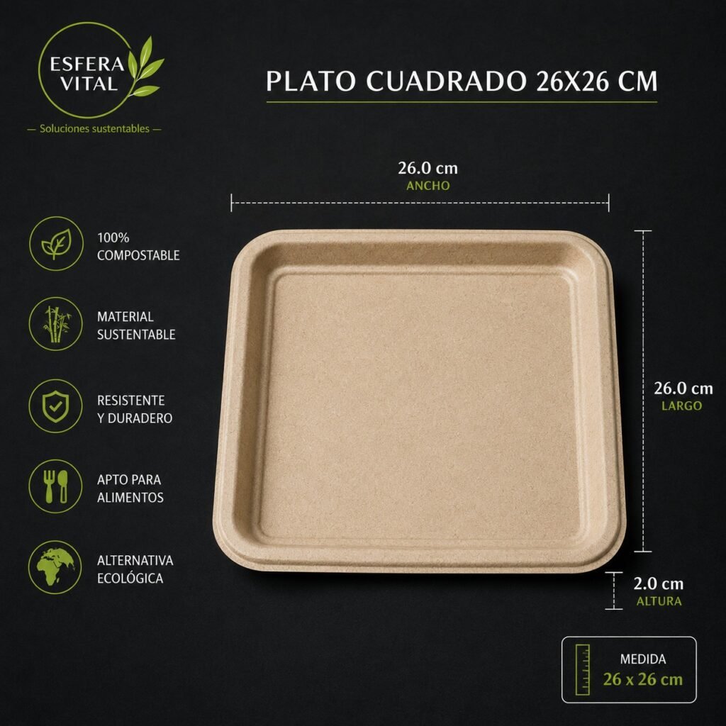 Plato Cuadrado 26x26cm