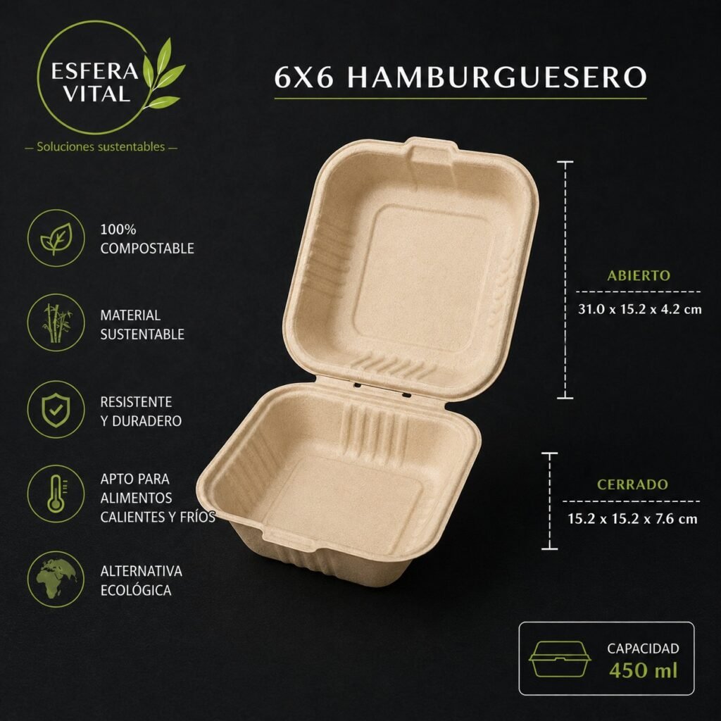 Contenedor 6x6 Hamburguesero (450ml)