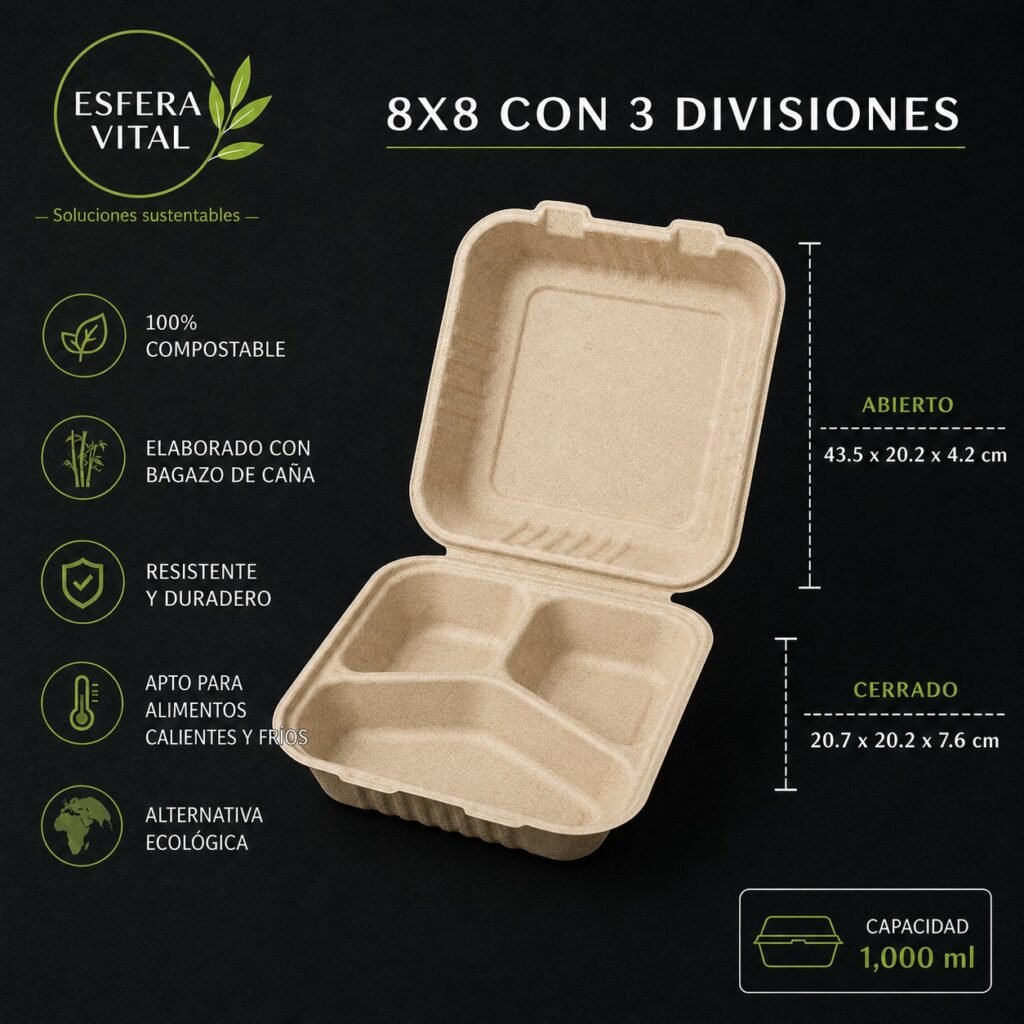 Contenedor 8x8x3 (1,000ml)