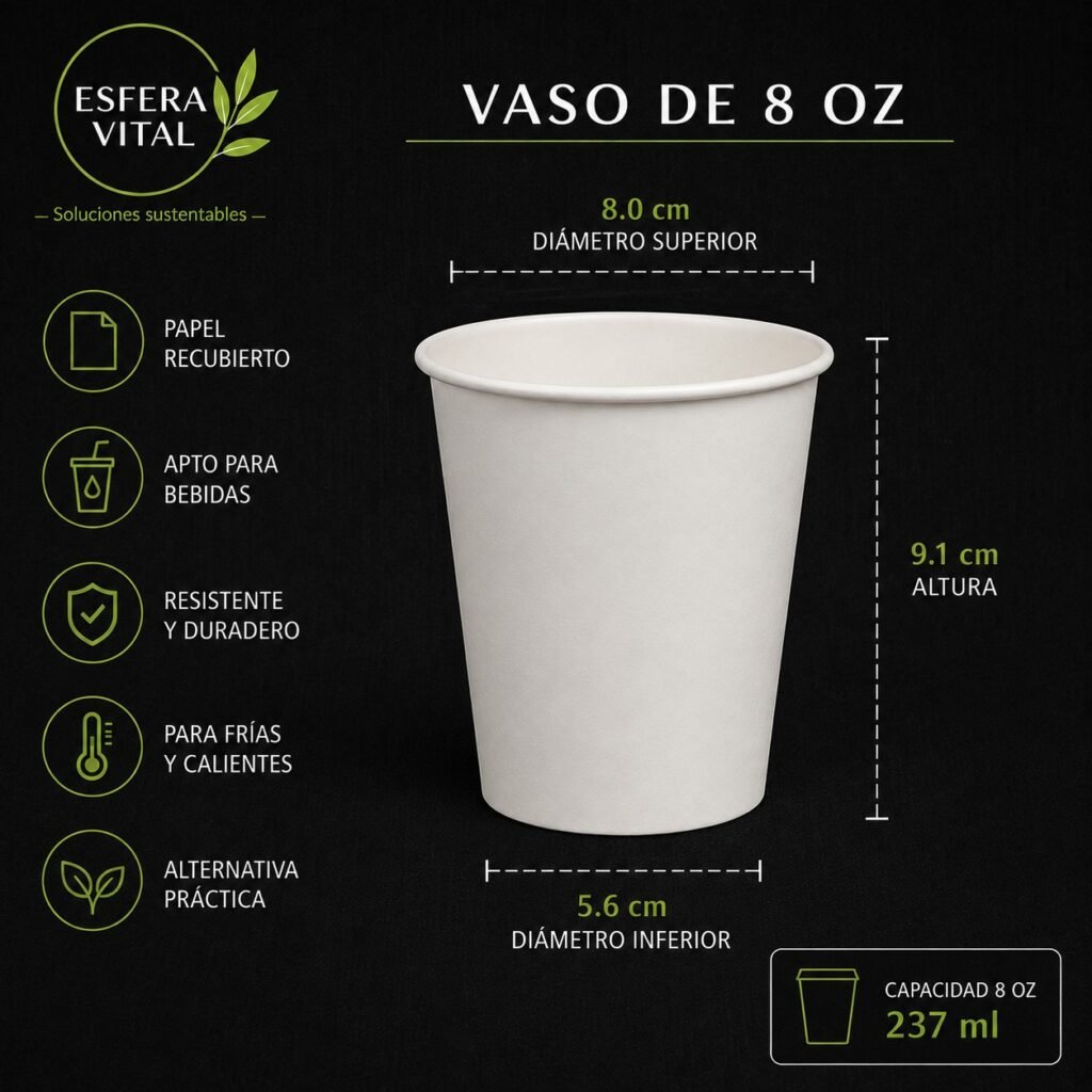 Vaso de Papel Recubierto de 8oz