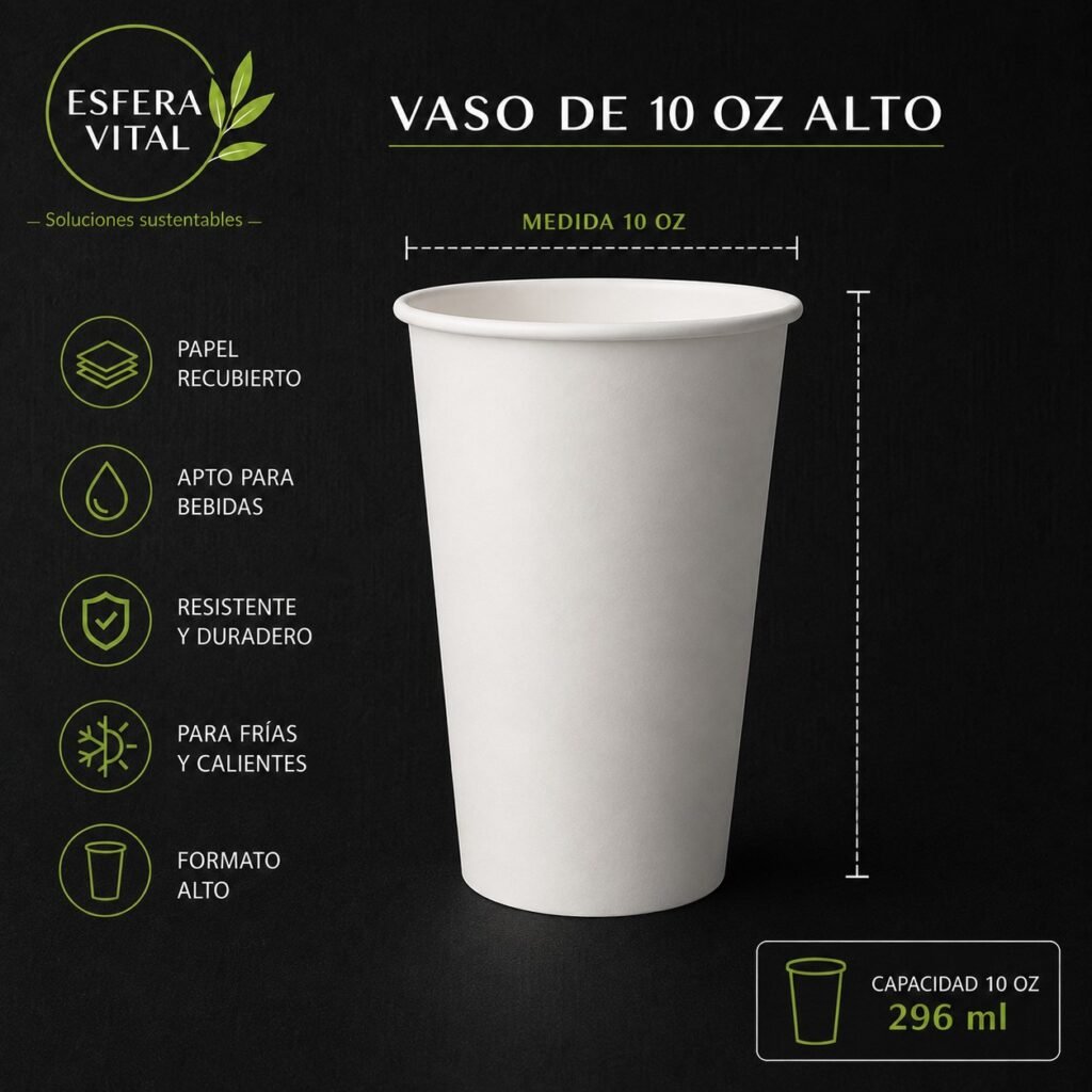 Vaso de Papel Recubierto de 10oz (Alto)
