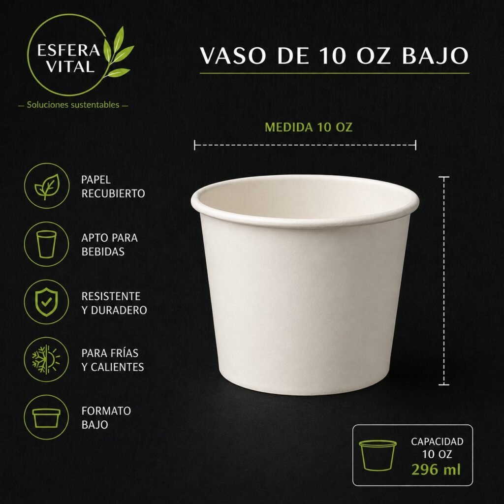 Vaso de Papel Recubierto de 10oz (Bajo)