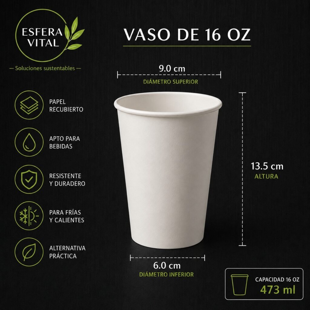 Vaso de Papel Recubierto de 16oz